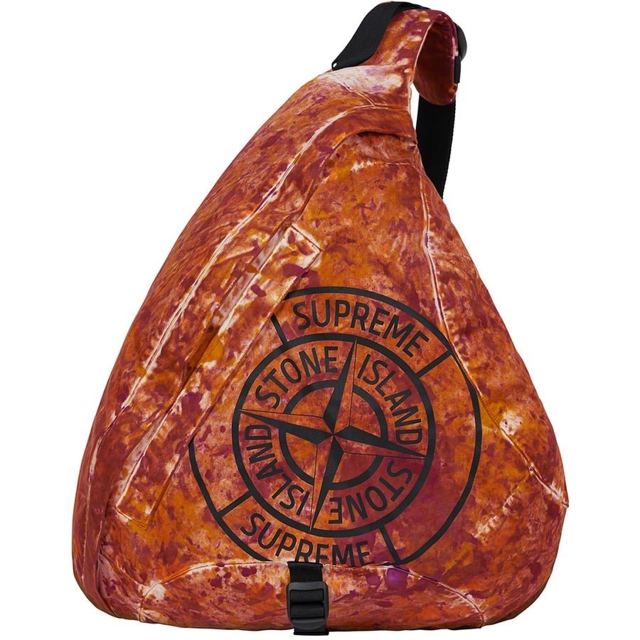 Details on Supreme Stone Island Painted Camo Nylon Shoulder Bag Coral from fall winter
                                                    2020 (Price is $298)