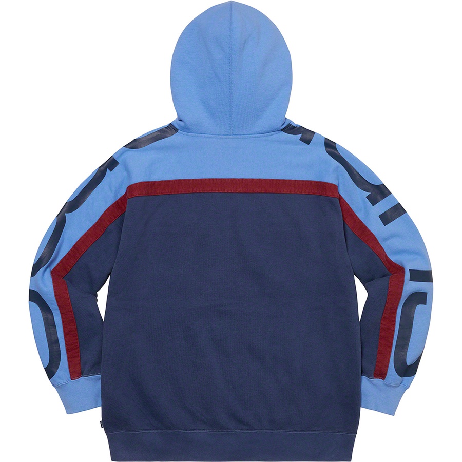 Supreme Big Logo Paneled Zip Up Hooded Sweatshirt (FW20) - Navy - $168
