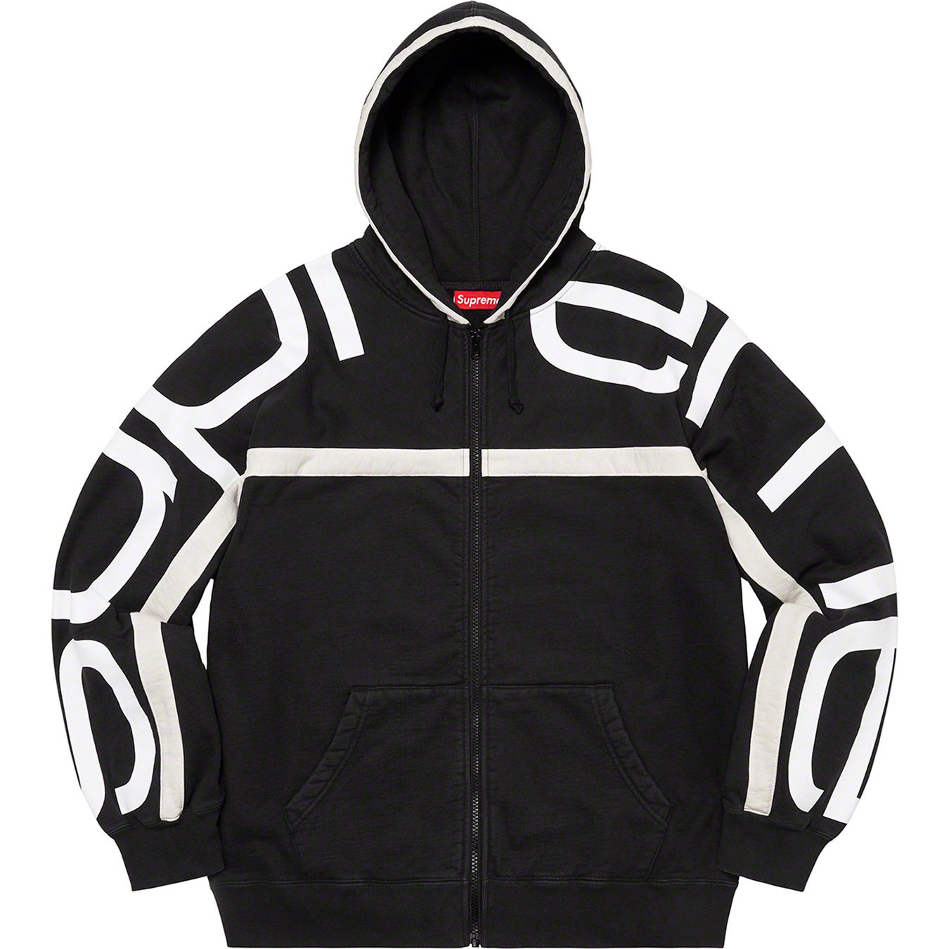 Big Logo Paneled Zip Up Hooded Sweat