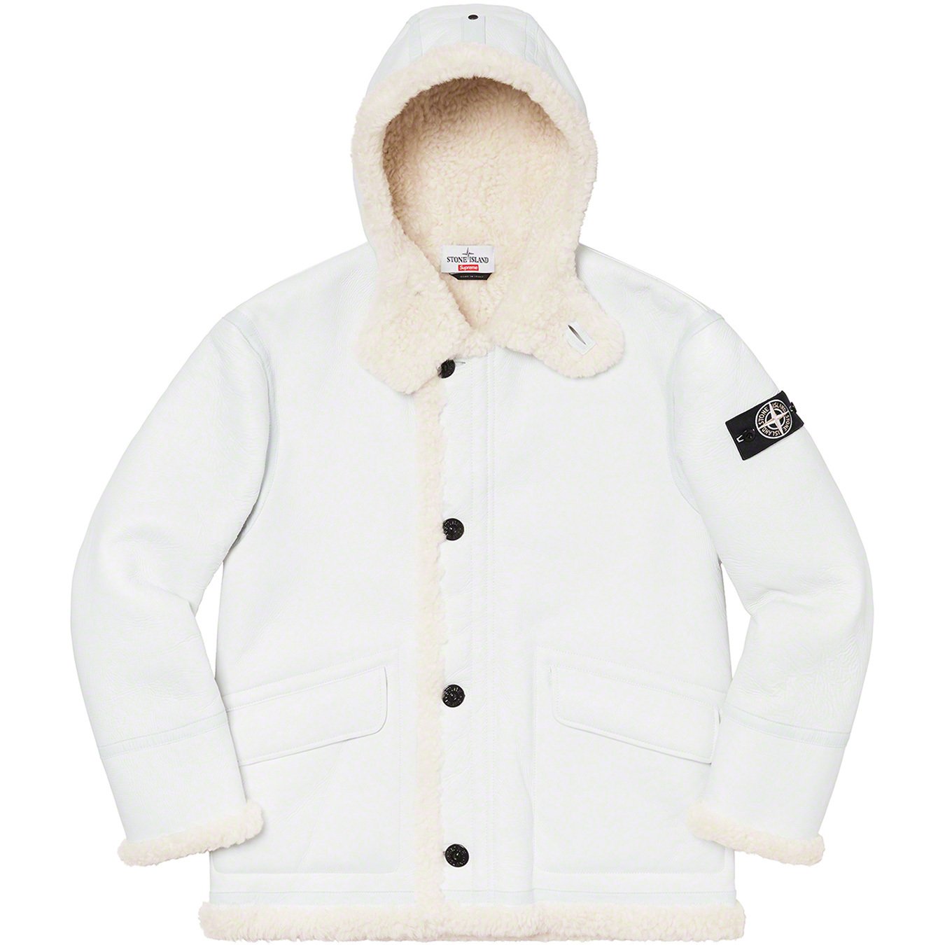 Stone Island Hand-Painted Hooded Shearling Jacket - fall winter 2020