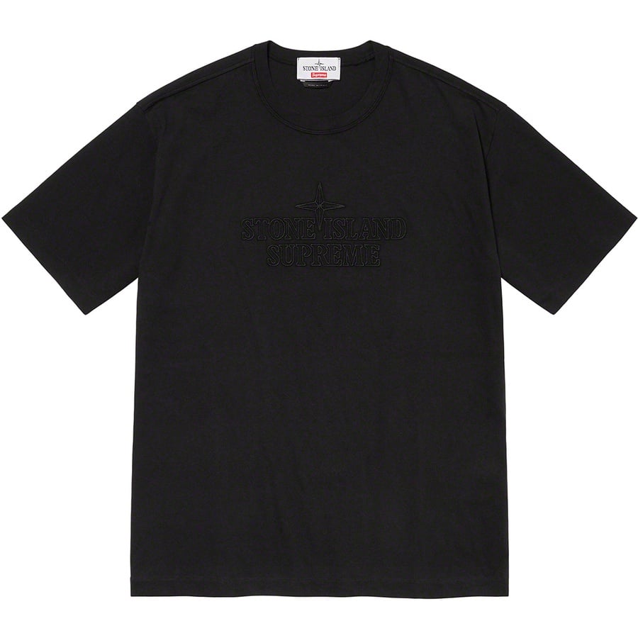 Details on Supreme Stone Island Embroidered Logo S S Top Black from fall winter 2020 (Price is $148)