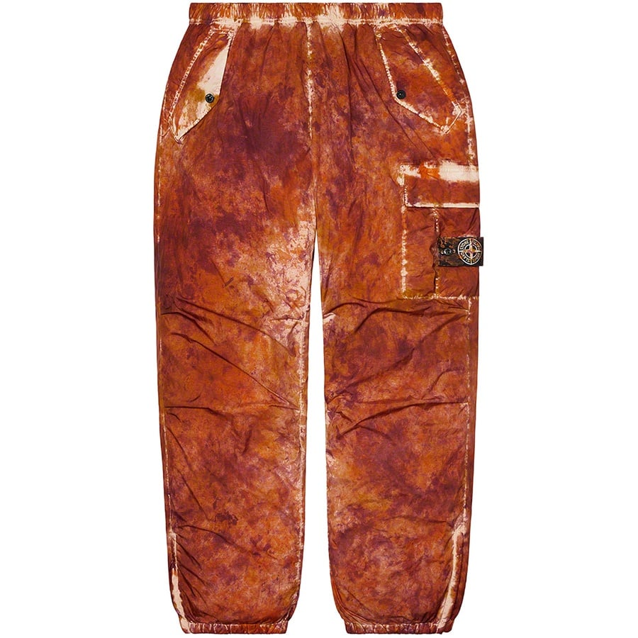 Details on Supreme Stone Island Painted Camo Nylon Cargo Pant Coral from fall winter
                                                    2020 (Price is $348)