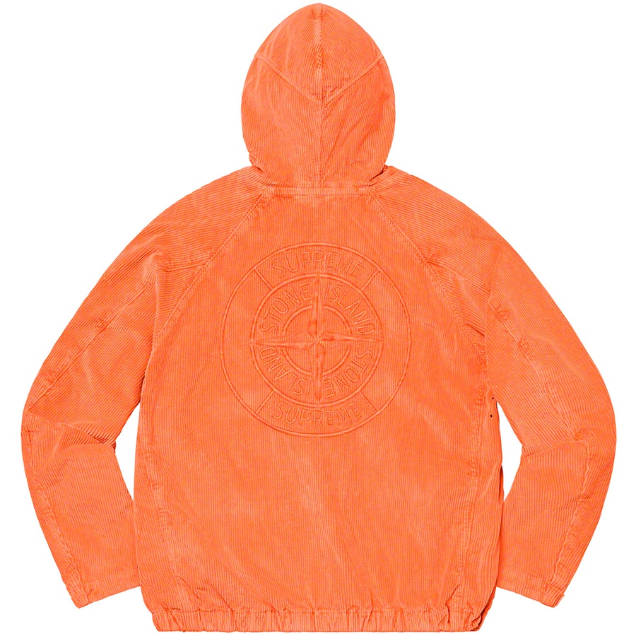 Details on Supreme Stone Island Corduroy Jacket Orange from fall winter
                                                    2020 (Price is $658)