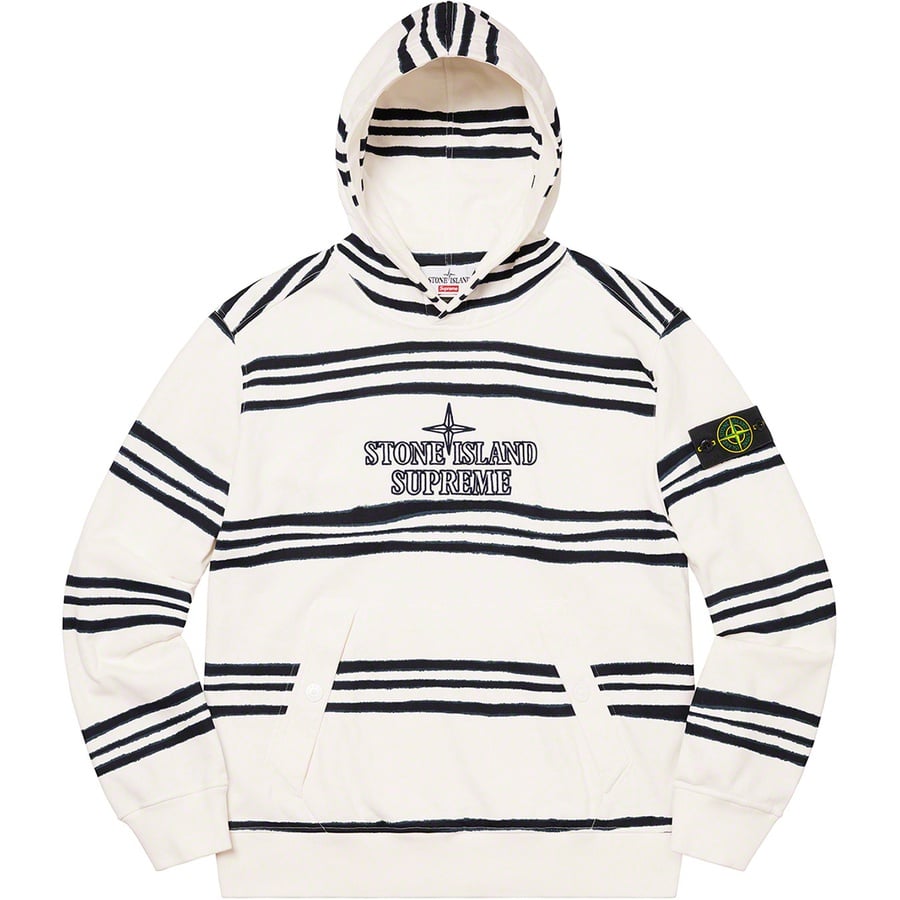 Details on Supreme Stone Island Warp Stripe Hooded Sweatshirt White from fall winter
                                                    2020 (Price is $348)