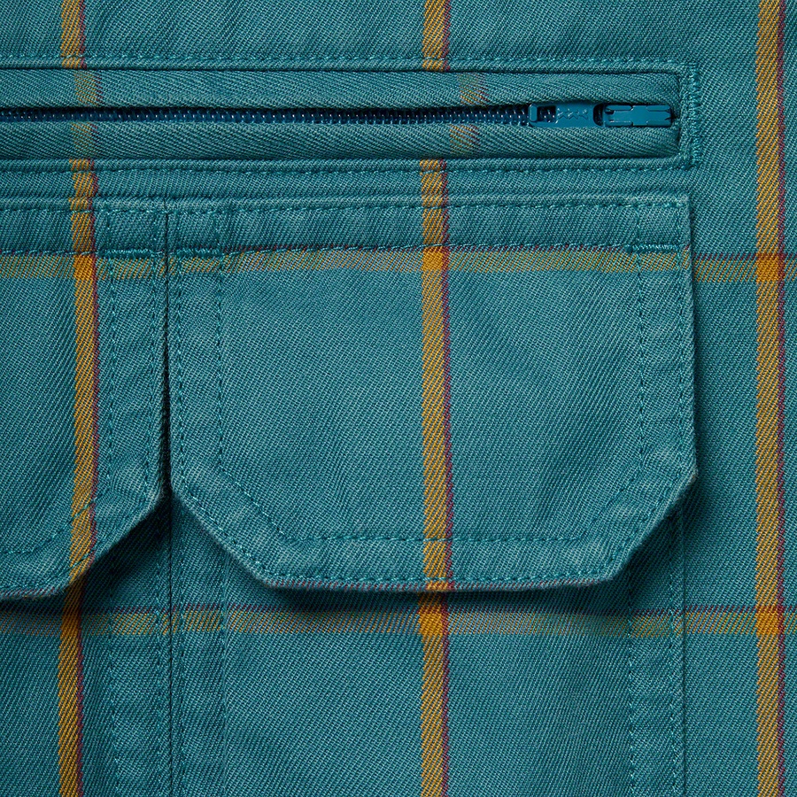 Details on Twill Multi Pocket Shirt Teal Plaid from fall winter
                                                    2020 (Price is $138)