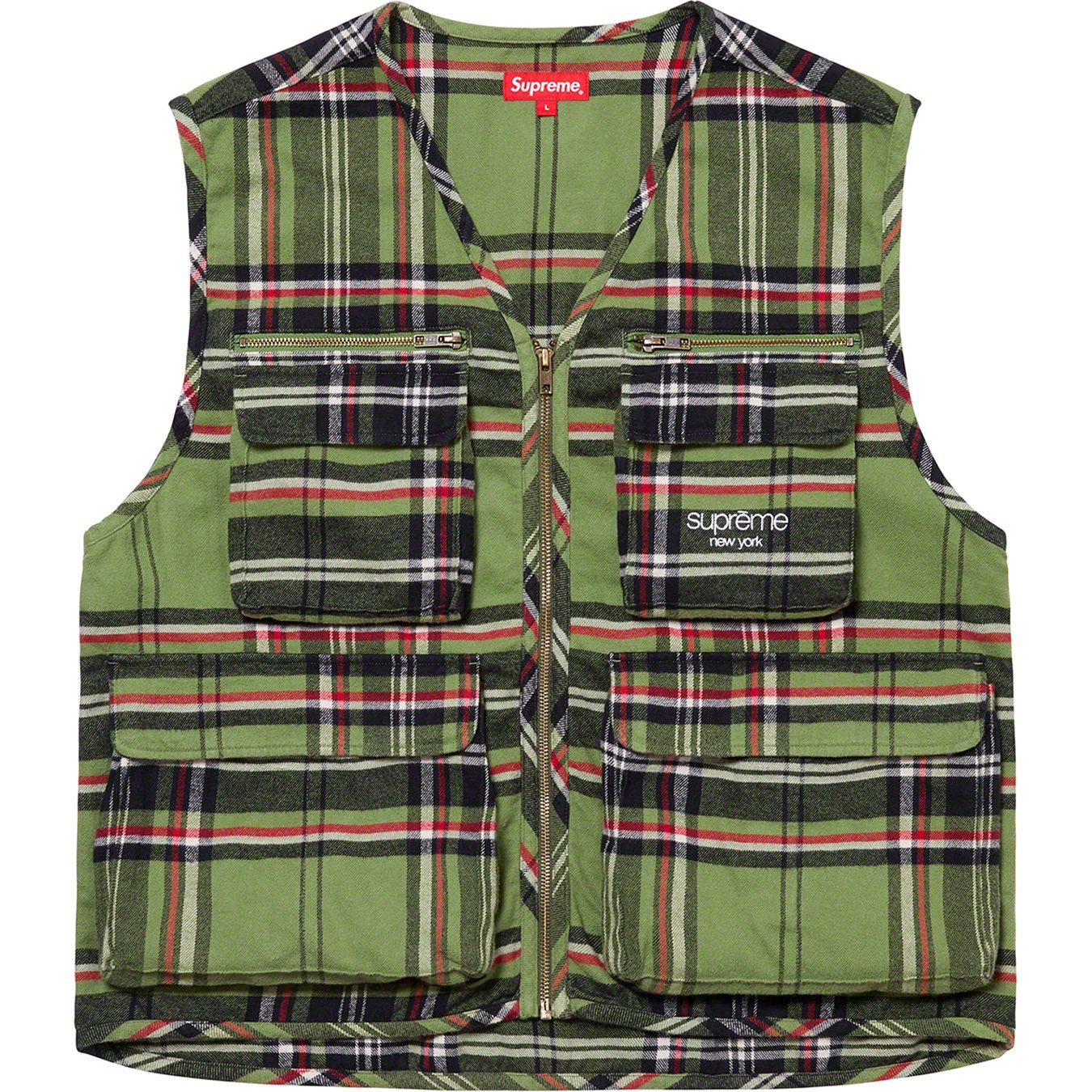 supreme Tartan Flannel Cargo Vest