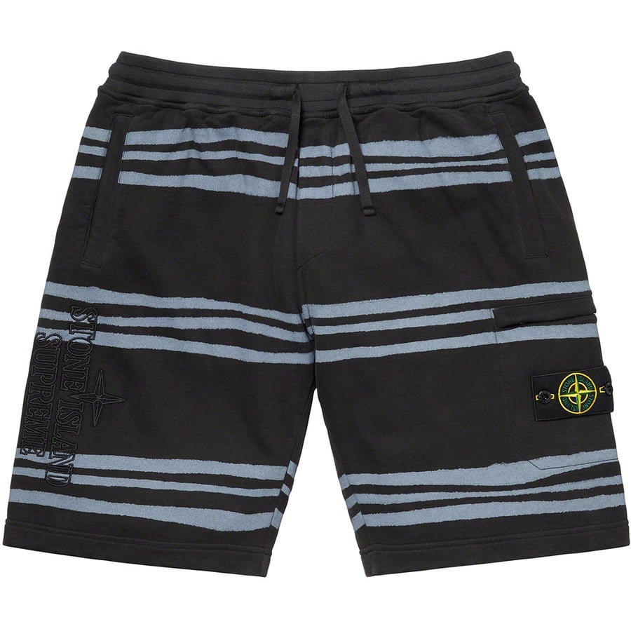 Details on Supreme Stone Island Warp Stripe Sweatshort Black from fall winter
                                                    2020 (Price is $238)