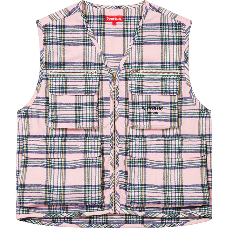 Details on Tartan Flannel Cargo Vest Pale Pink from fall winter
                                                    2020 (Price is $148)