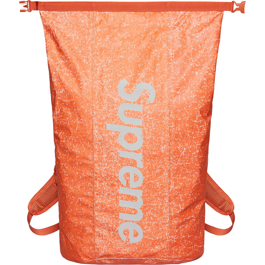 Details on Waterproof Reflective Speckled Backpack Orange from fall winter 2020 (Price is $148)