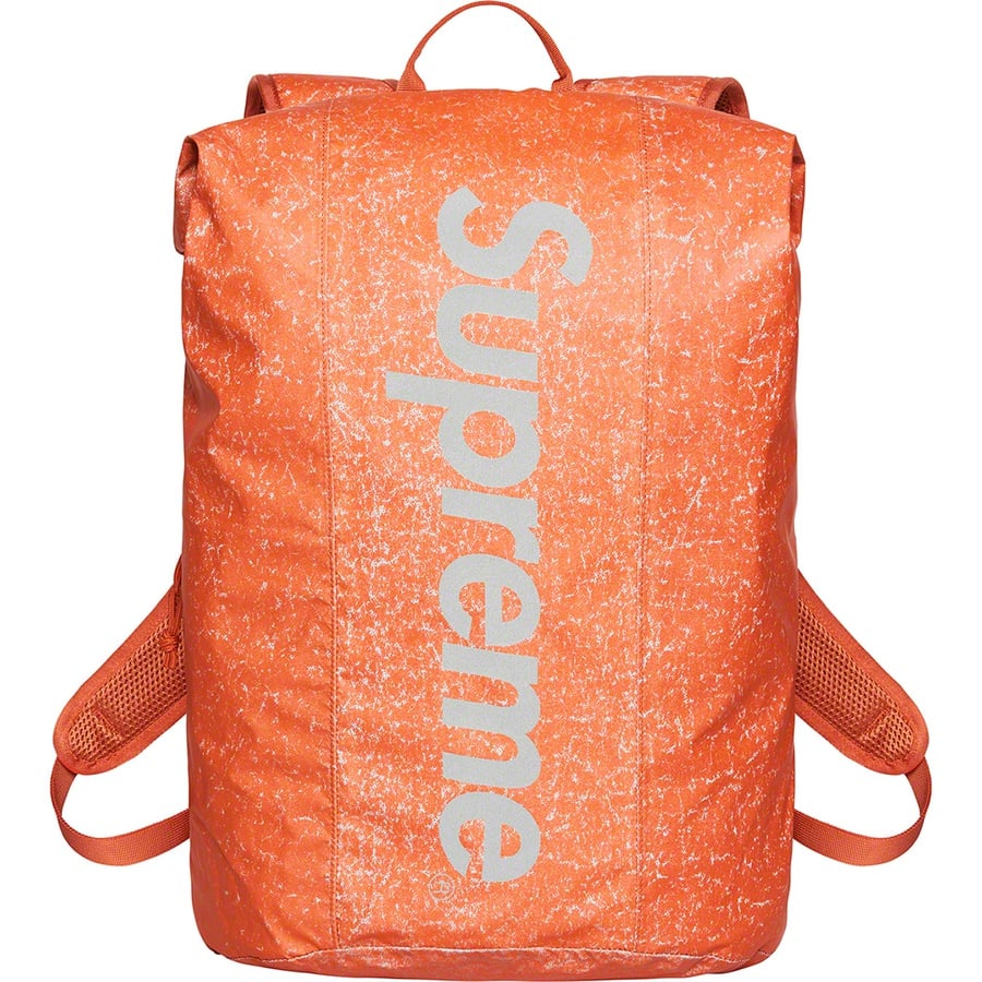Details on Waterproof Reflective Speckled Backpack Orange from fall winter 2020 (Price is $148)