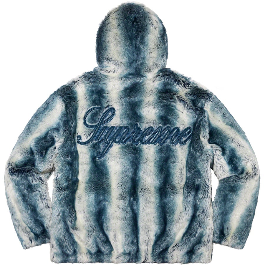 Details on Faux Fur Reversible Hooded Jacket Ice Blue from fall winter
                                                    2020 (Price is $388)