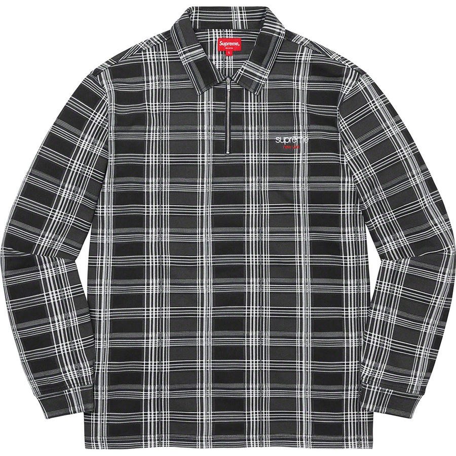 Details on Plaid Zip Up L S Polo Black from fall winter
                                                    2020 (Price is $110)
