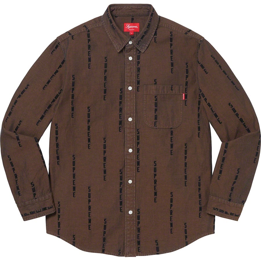 Details on Logo Stripe Jacquard Denim Shirt Brown from fall winter
                                                    2020 (Price is $148)