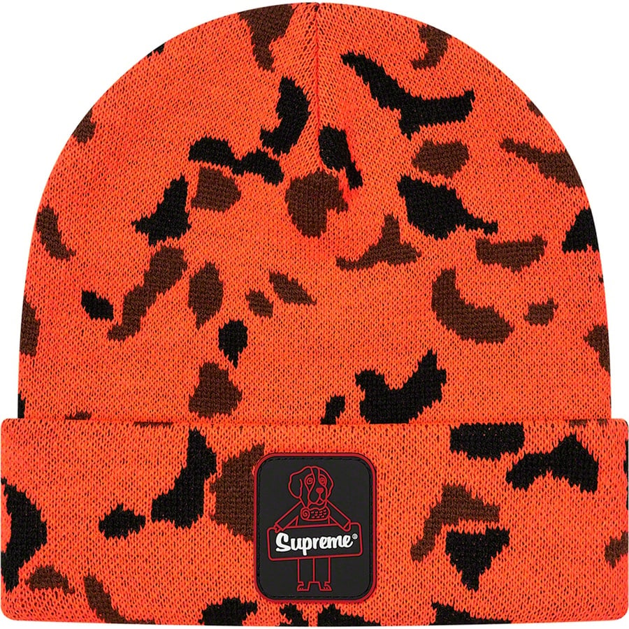 Details on Supreme RefrigiWear Beanie Orange Camo from fall winter 2020 (Price is $36)