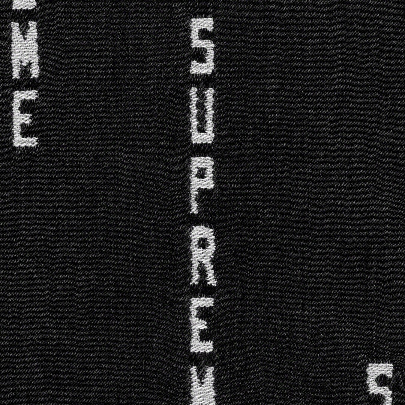 Supreme Logo Stripe Jacquard Denim Shirt BlackSupreme Logo Stripe Jacquard  Denim Shirt Black - OFour