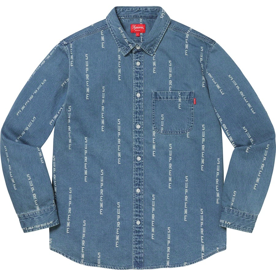 Details on Logo Stripe Jacquard Denim Shirt Blue from fall winter
                                                    2020 (Price is $148)