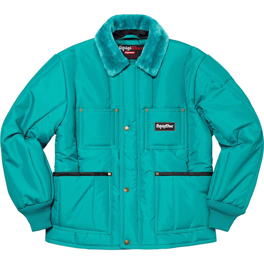 Details on Supreme RefrigiWear Insulated Iron-Tuff Jacket Bright Teal from fall winter 2020 (Price is $188)