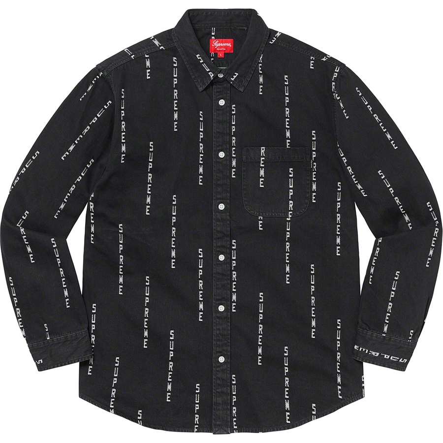 Details on Logo Stripe Jacquard Denim Shirt Black from fall winter 2020 (Price is $148)