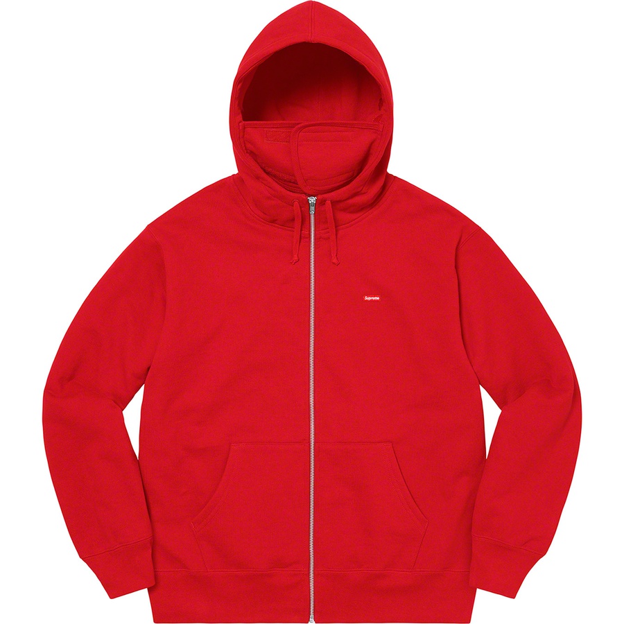 Details on Small Box Facemask Zip Up Hooded Sweatshirt Red from fall winter 2020 (Price is $168)