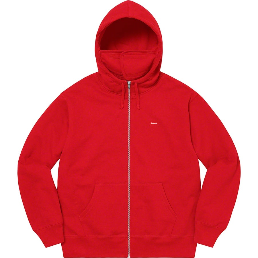 Details on Small Box Facemask Zip Up Hooded Sweatshirt Red from fall winter
                                                    2020 (Price is $168)