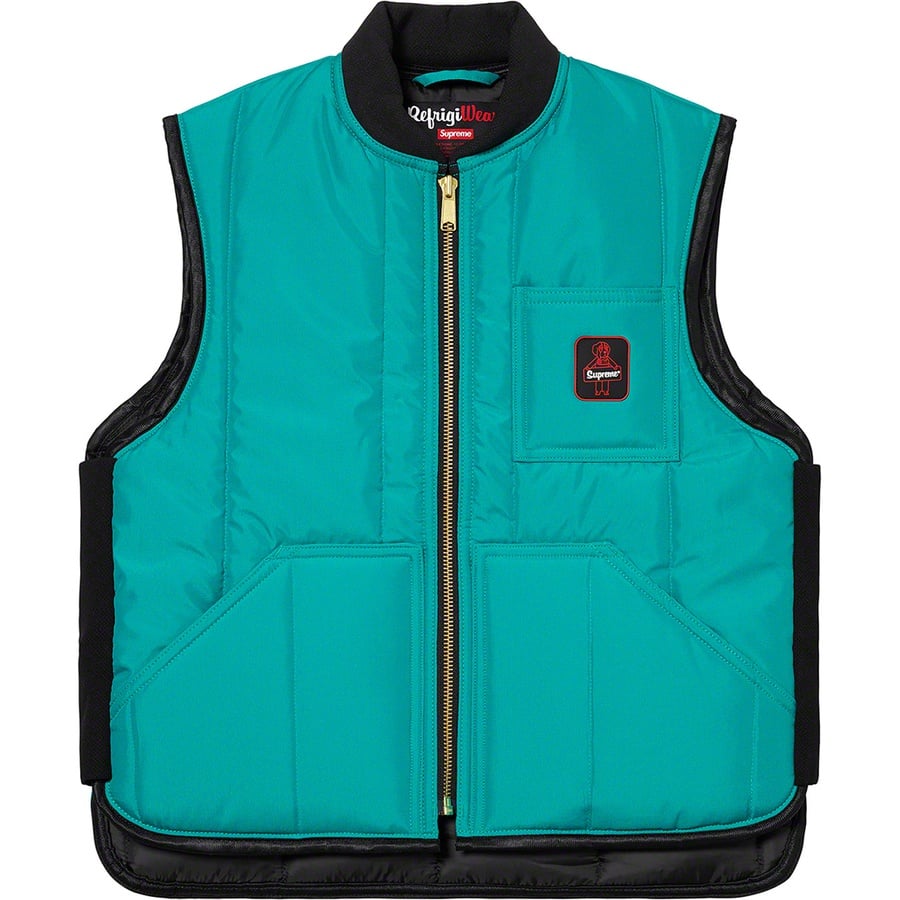 Details on Supreme RefrigiWear Insulated Iron-Tuff Vest Bright Teal from fall winter
                                                    2020 (Price is $158)