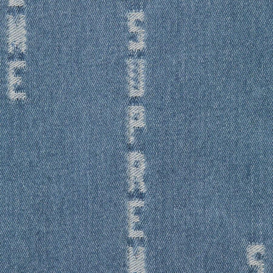 Details on Logo Stripe Jacquard Denim Shirt Blue from fall winter 2020 (Price is $148)