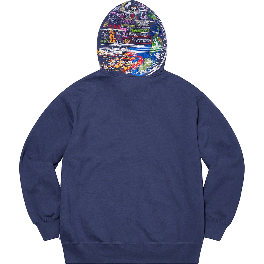 Details on Globe Zip Up Hooded Sweatshirt Navy from fall winter
                                                    2020 (Price is $168)