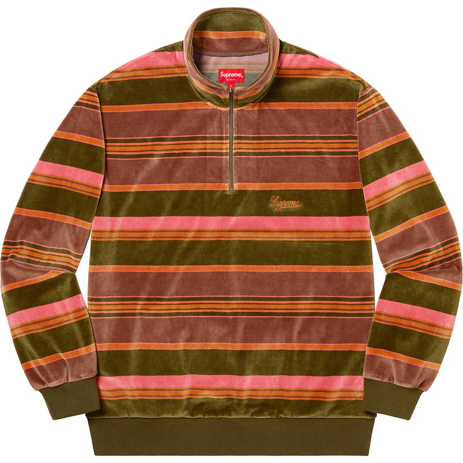 Details on Stripe Velour Half Zip Pullover Peach from fall winter
                                                    2020 (Price is $118)