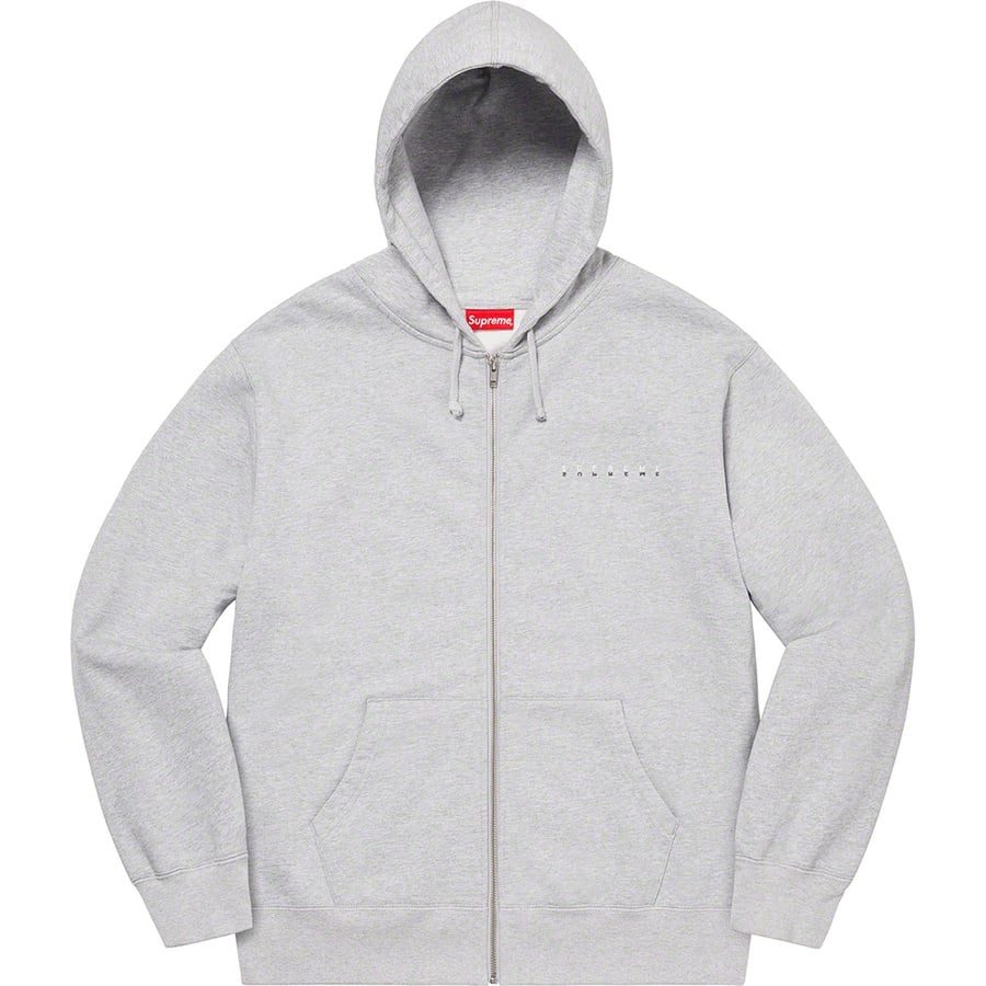Details on Globe Zip Up Hooded Sweatshirt Heather Grey from fall winter 2020 (Price is $168)
