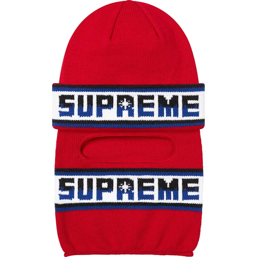 Details on Double Logo Facemask Beanie Red from fall winter
                                                    2020 (Price is $40)