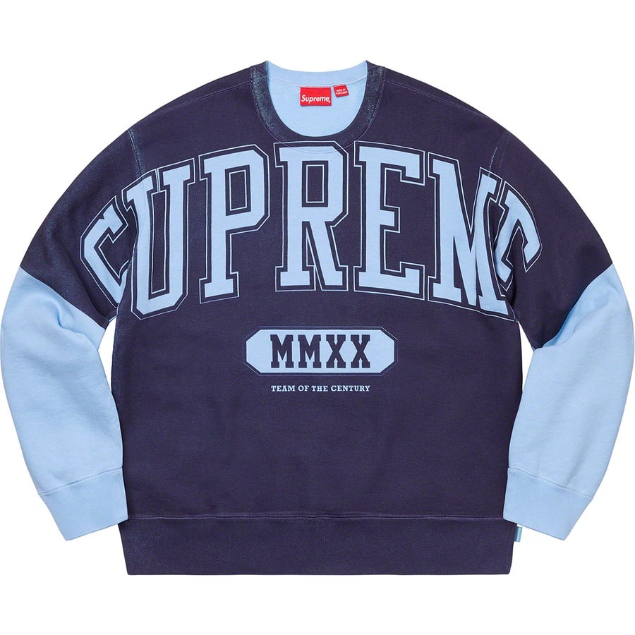 Supreme Blue Box logo Crewneck. Supreme Daily. Gothic Puff Crewneck Blue.