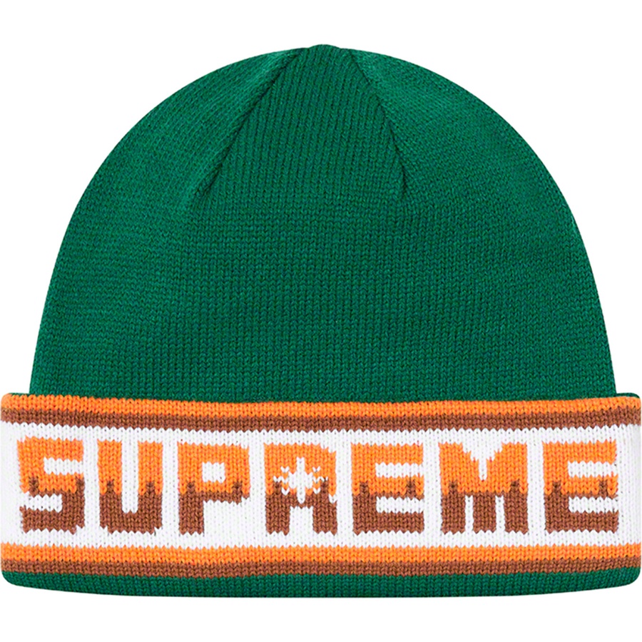 Details on Double Logo Facemask Beanie Green from fall winter 2020 (Price is $40)