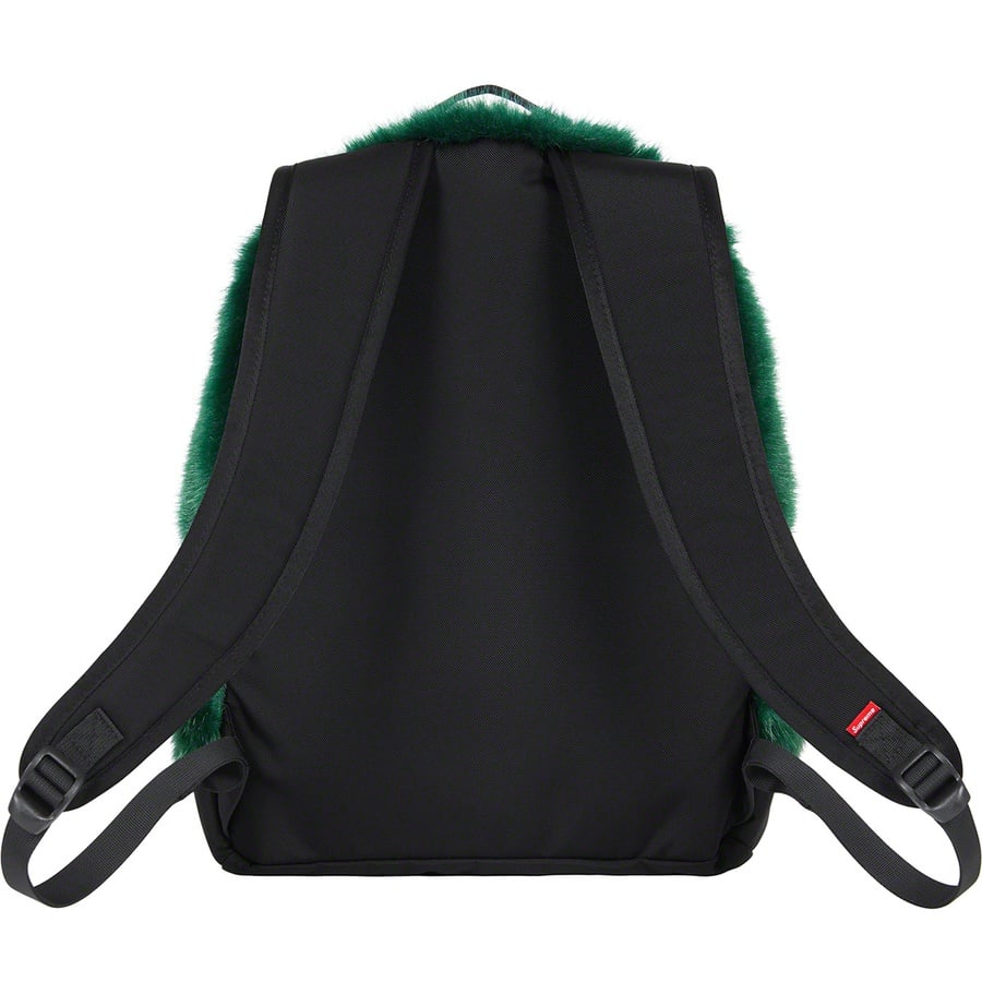 Details on Supreme The North Face Faux Fur Backpack Green from fall winter
                                                    2020 (Price is $198)