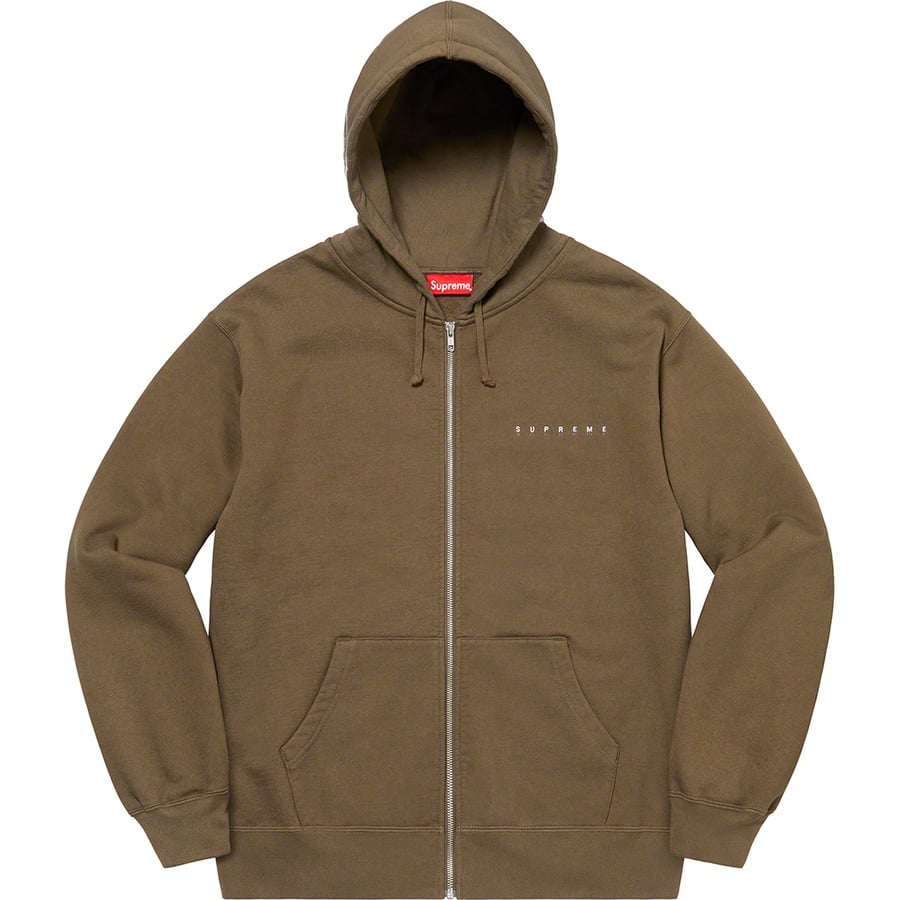 Details on Globe Zip Up Hooded Sweatshirt Dark Olive from fall winter
                                                    2020 (Price is $168)