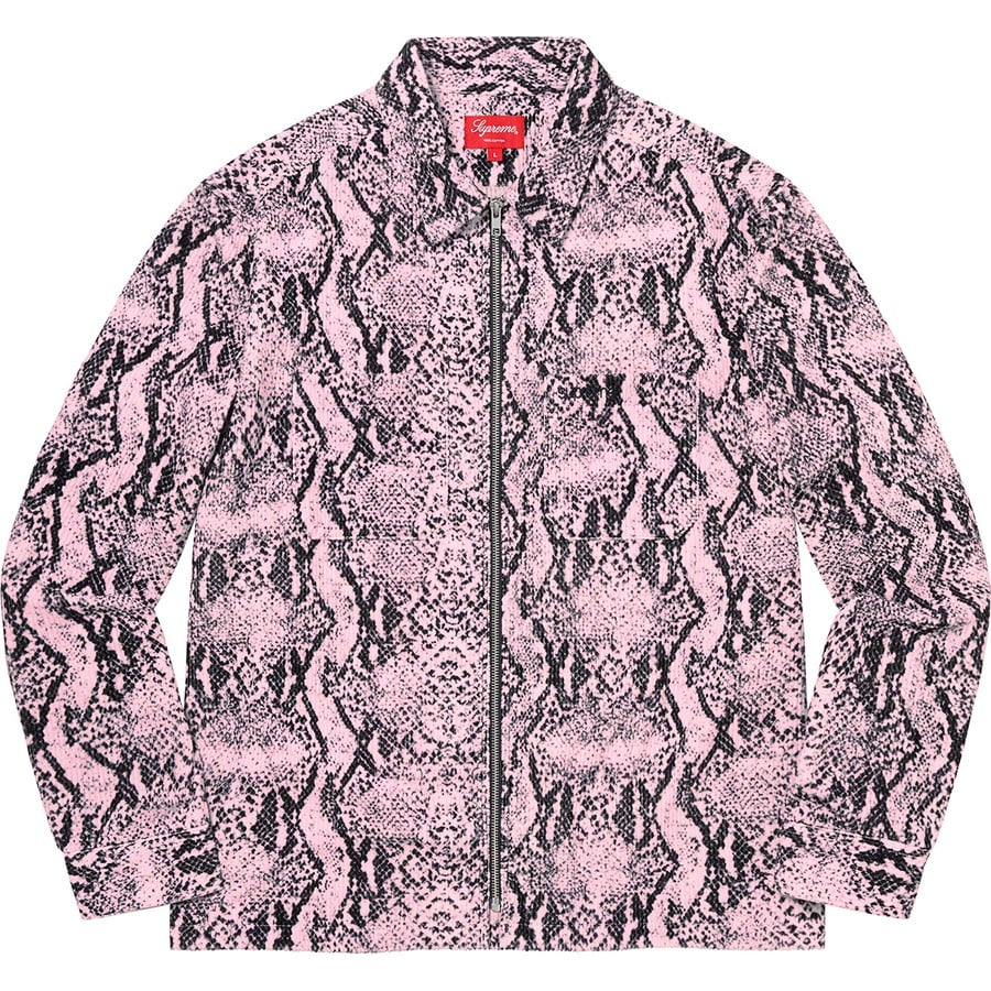 Details on Snakeskin Corduroy Zip Up Shirt Pink from fall winter
                                                    2020 (Price is $158)