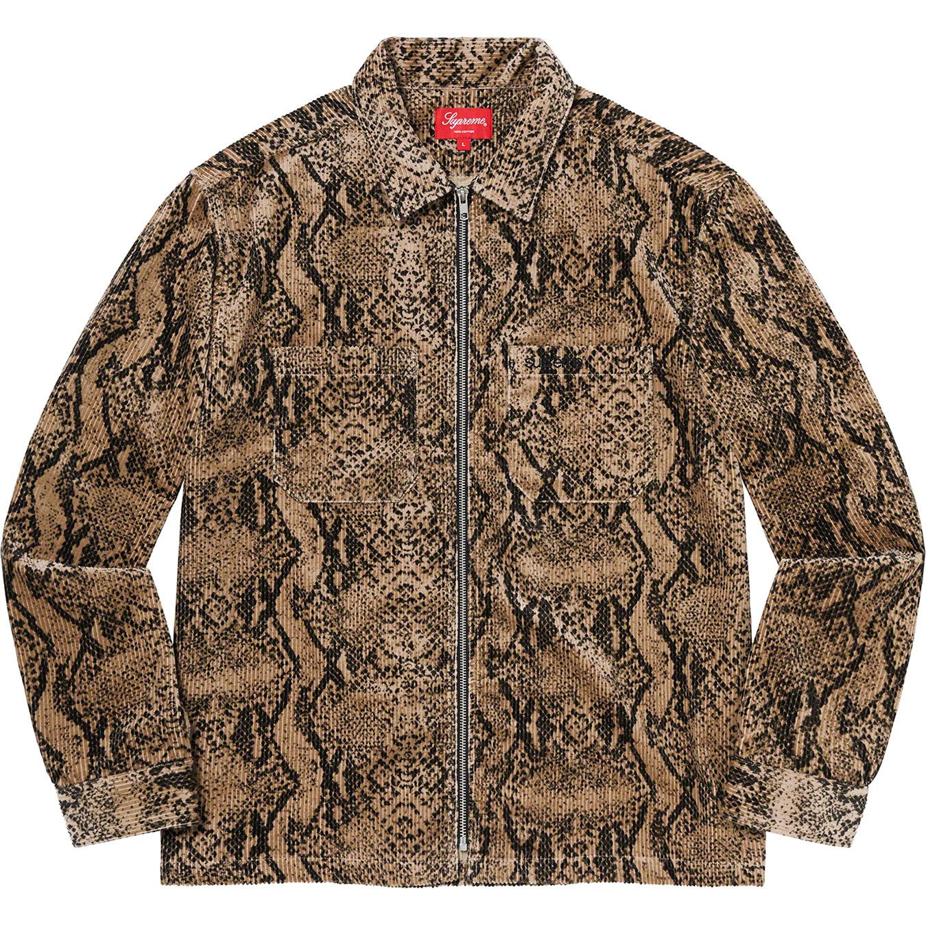 Snakeskin Corduroy Zip Up Shirt - fall winter 2020 - Supreme