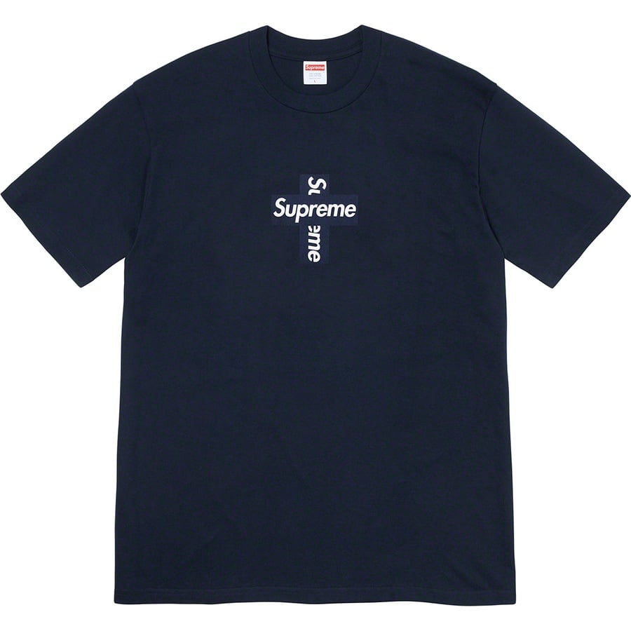 Details on Cross Box Logo Tee Navy from fall winter
                                                    2020 (Price is $38)