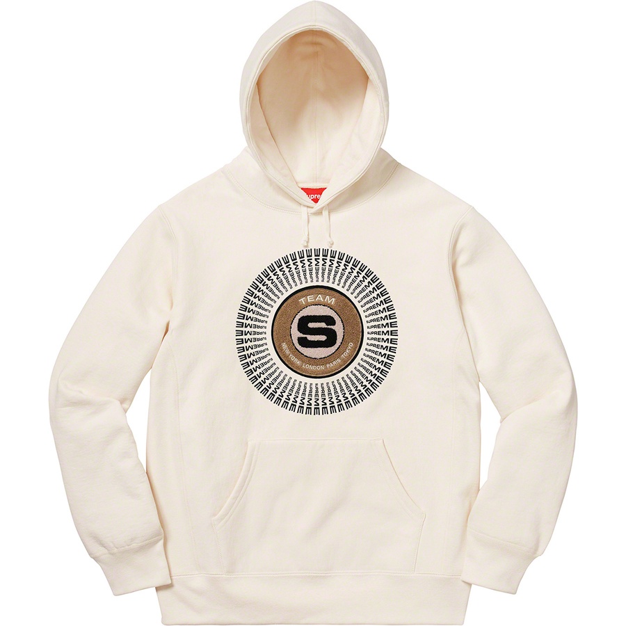 Details on Chenille Appliqué Hooded Sweatshirt Natural from fall winter
                                                    2020 (Price is $168)
