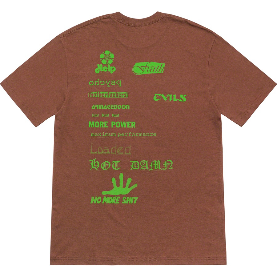 Details on No More Shit Tee Brown from fall winter
                                                    2020 (Price is $38)