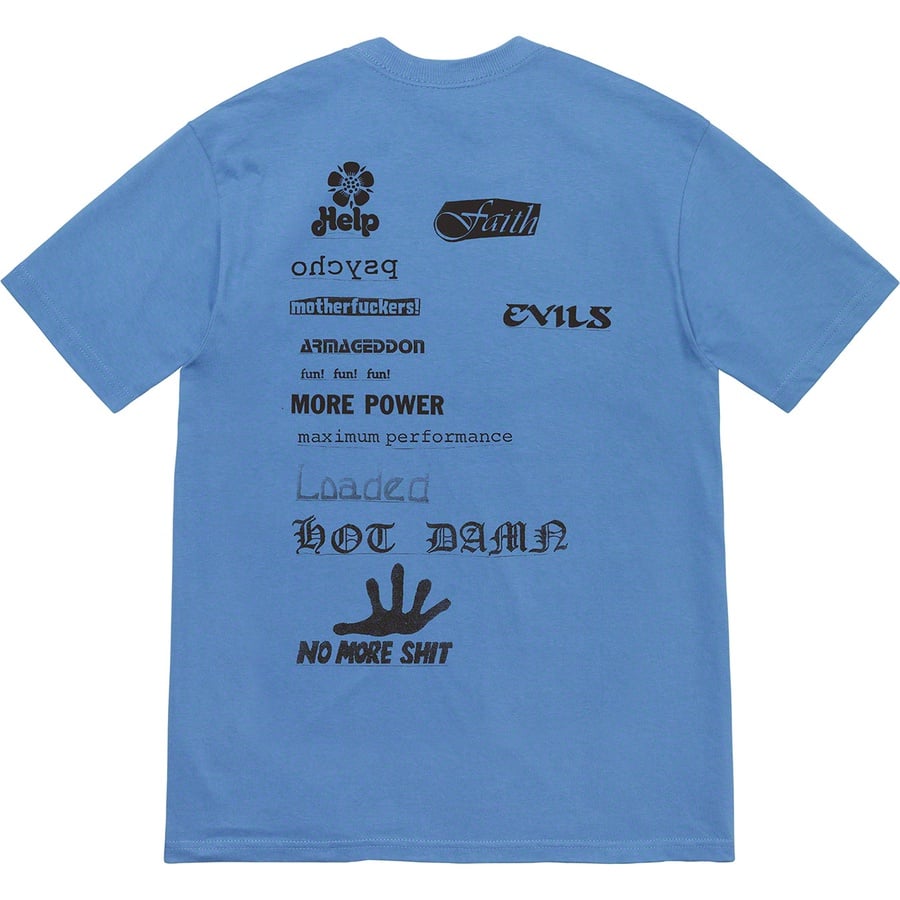 Details on No More Shit Tee Dusty Light Royal from fall winter
                                                    2020 (Price is $38)