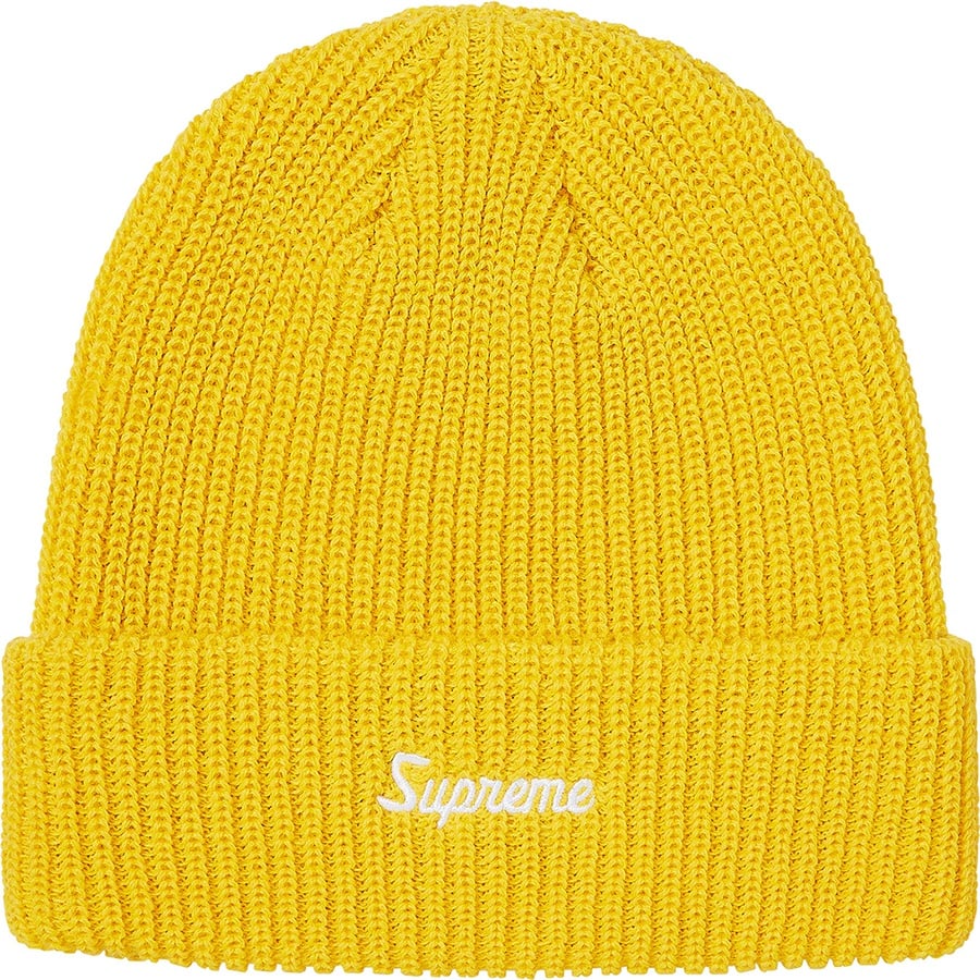 Details on Loose Gauge Beanie Yellow from fall winter
                                                    2020 (Price is $34)