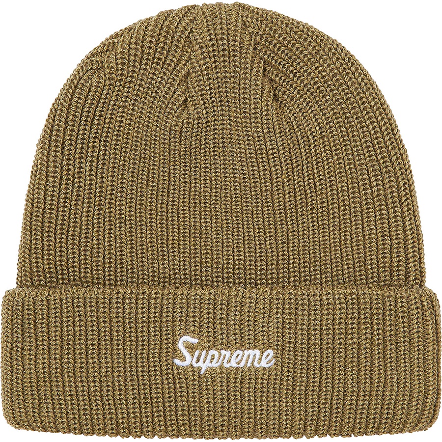 Details on Loose Gauge Beanie Light Olive from fall winter 2020 (Price is $34)