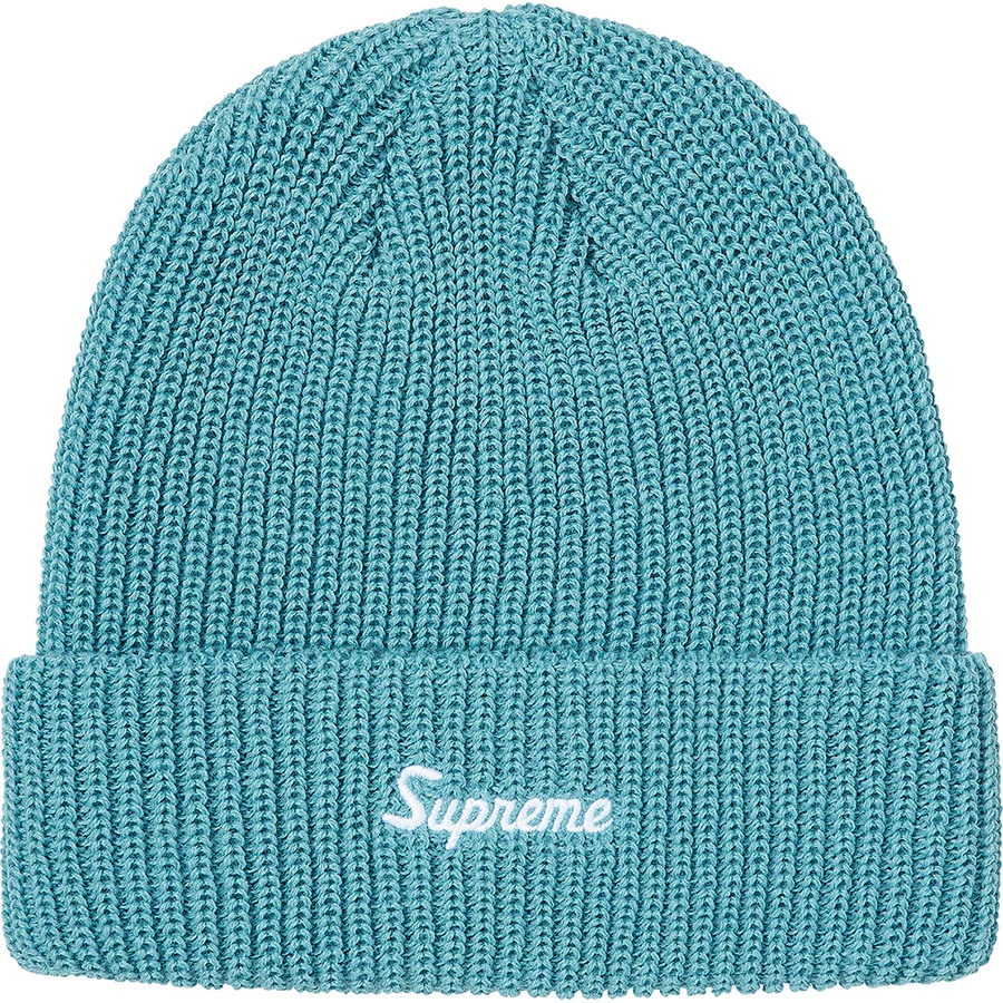 Details on Loose Gauge Beanie Aqua from fall winter 2020 (Price is $34)