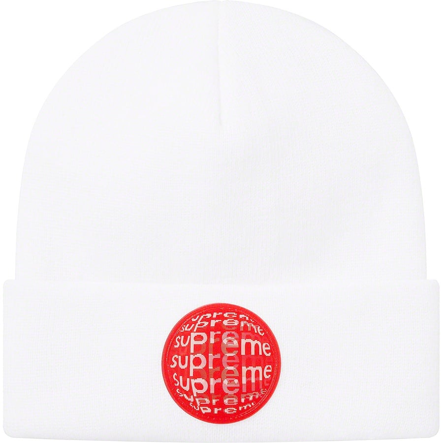 Details on Lenticular Patch Beanie White from spring summer
                                                    2021 (Price is $38)