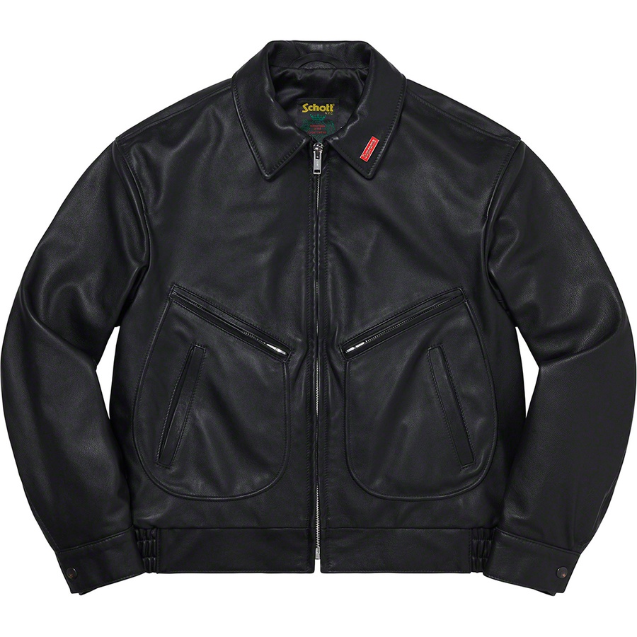 Details on Supreme Schott Leather Work Jacket Black from spring summer
                                                    2021 (Price is $698)