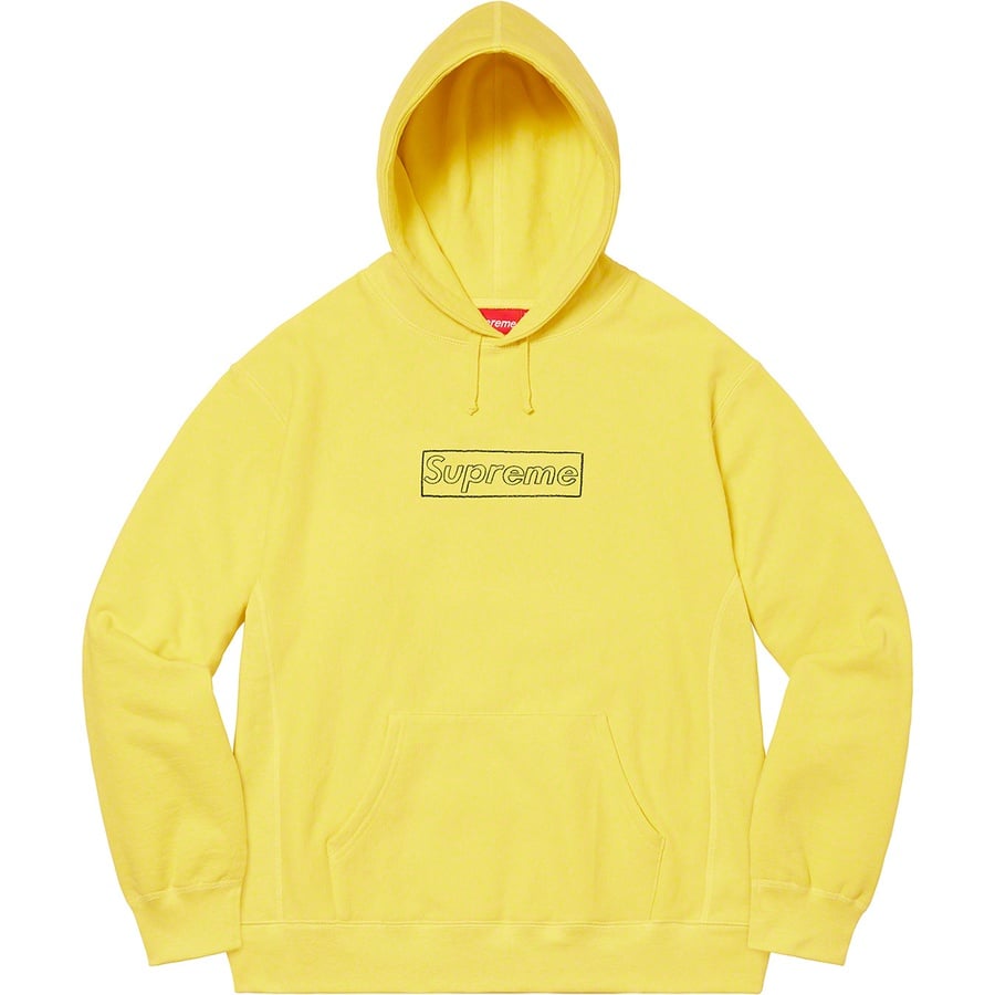 Details on KAWS Chalk Logo Hooded Sweatshirt Light Lemon from spring summer 2021 (Price is $158)