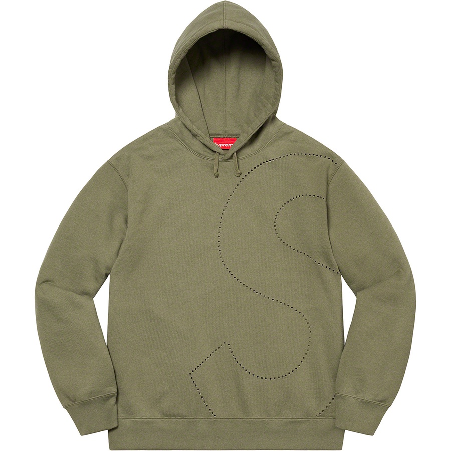 Details on Laser Cut S Logo Hooded Sweatshirt Light Olive from spring summer
                                                    2021 (Price is $158)