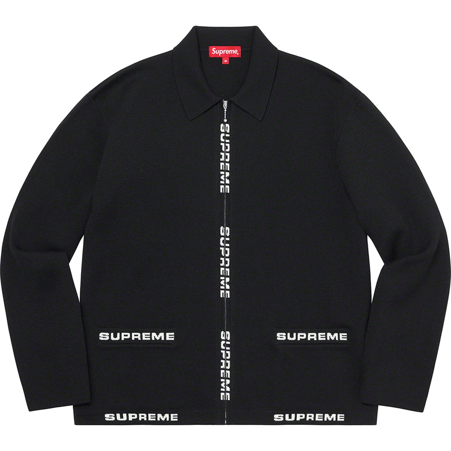 Details on Logo Trim Zip Up Cardigan Black from spring summer
                                                    2021 (Price is $168)