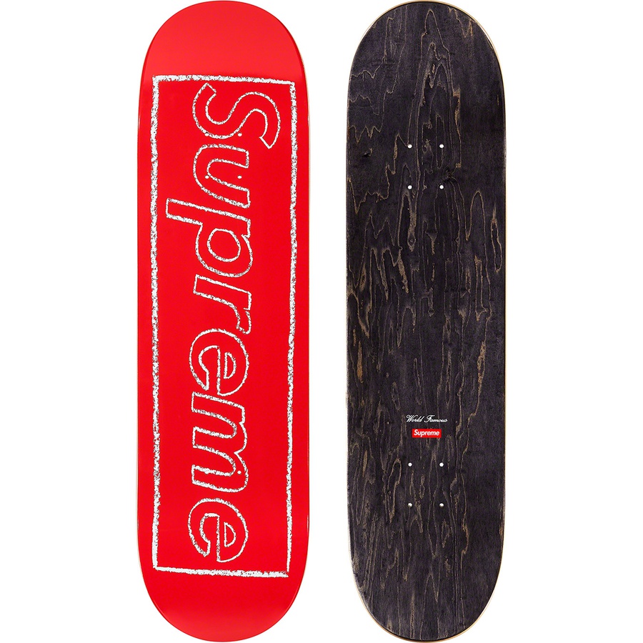 Details on KAWS Chalk Logo Skateboard Red - 8.625" x 32.25"  from spring summer 2021 (Price is $52)