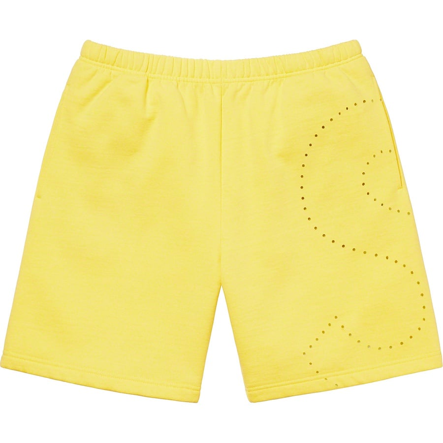 Details on Laser Cut S Logo Sweatshort Light Lemon from spring summer
                                                    2021 (Price is $118)